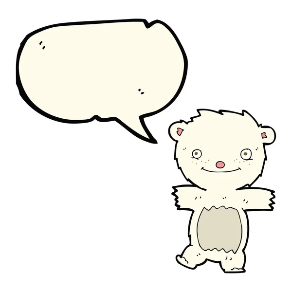 Dibujos animados oso polar cachorro con burbuja de habla — Vector de stock