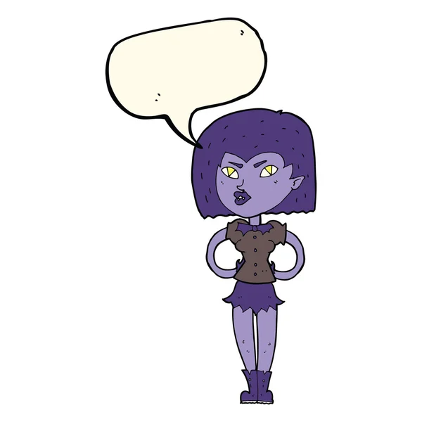 Chica vampiro de dibujos animados con burbuja de habla — Archivo Imágenes Vectoriales