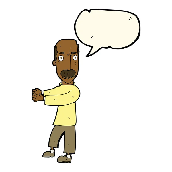 Hombre calvo de dibujos animados explicando con la burbuja del habla — Vector de stock