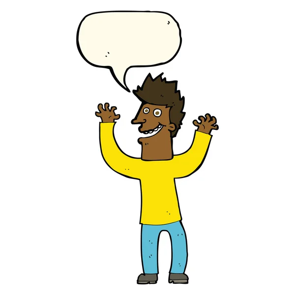 Cartoon opgewonden man met spraakbel — Stockvector