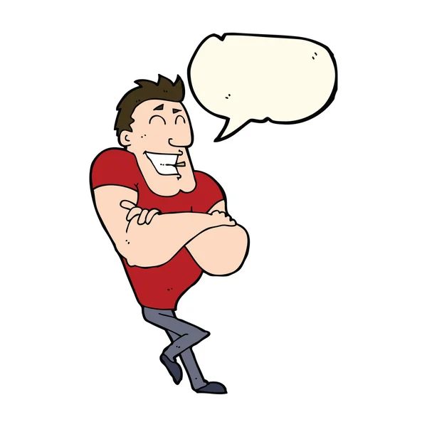 Cartoon muscle guy with speech bubble — Stock Vector