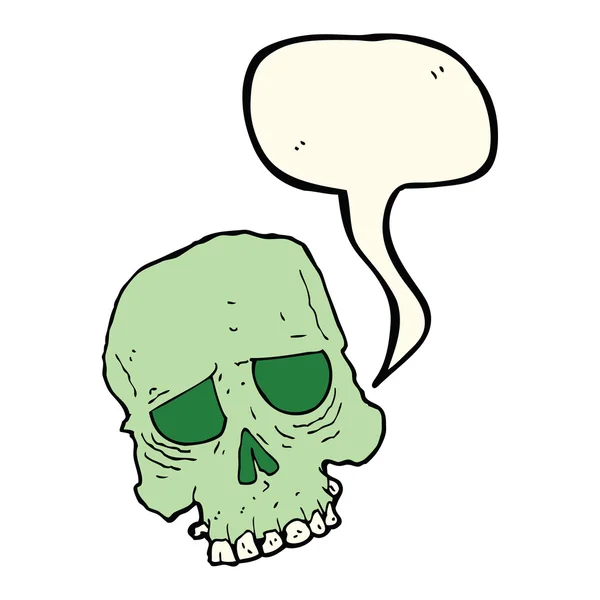 Dessin animé crâne effrayant avec bulle de parole — Image vectorielle