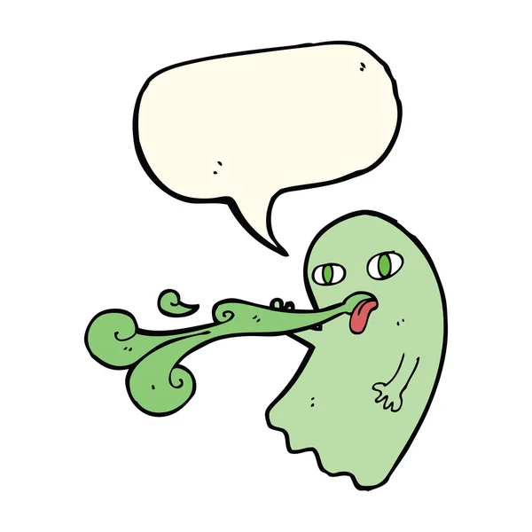 Смешной мультяшный призрак с пузырьком речи — стоковый вектор