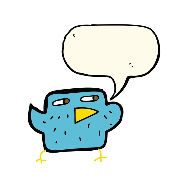 Pájaro de dibujos animados con burbuja del habla — Vector de stock