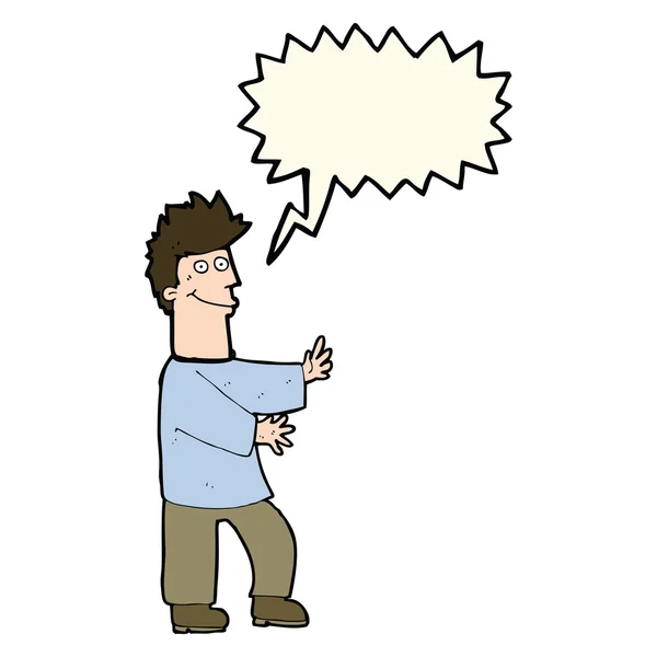 Desenho animado homem feliz com bolha de fala —  Vetores de Stock