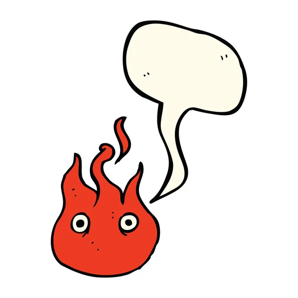 Symbole de flamme de dessin animé avec bulle de parole — Image vectorielle