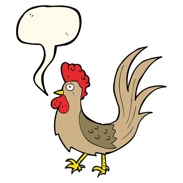 Cartoon cockerel with speech bubble — Stock Vector