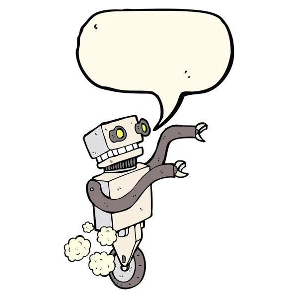 Robot divertido de dibujos animados con burbuja de habla — Vector de stock