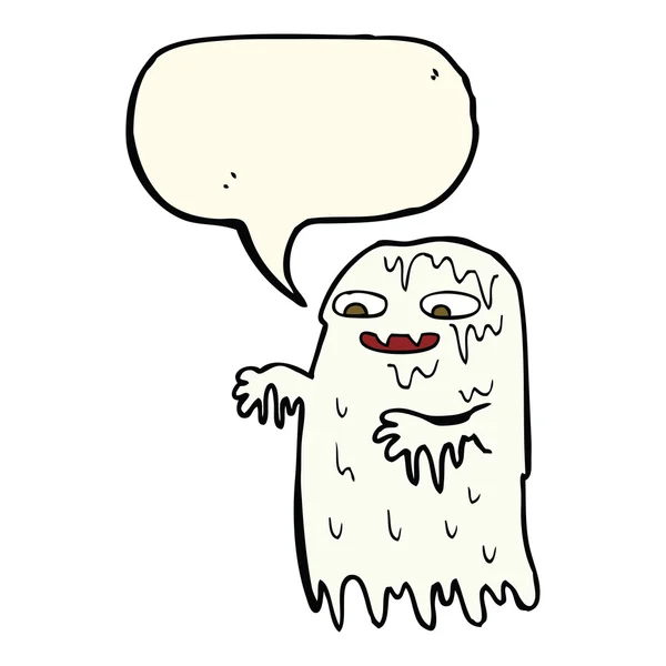 Dibujos animados fantasma mugriento burdo con burbuja de habla — Vector de stock