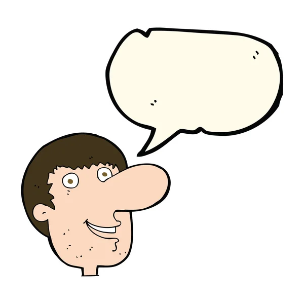 Dibujos animados cara masculina feliz con burbuja de habla — Vector de stock