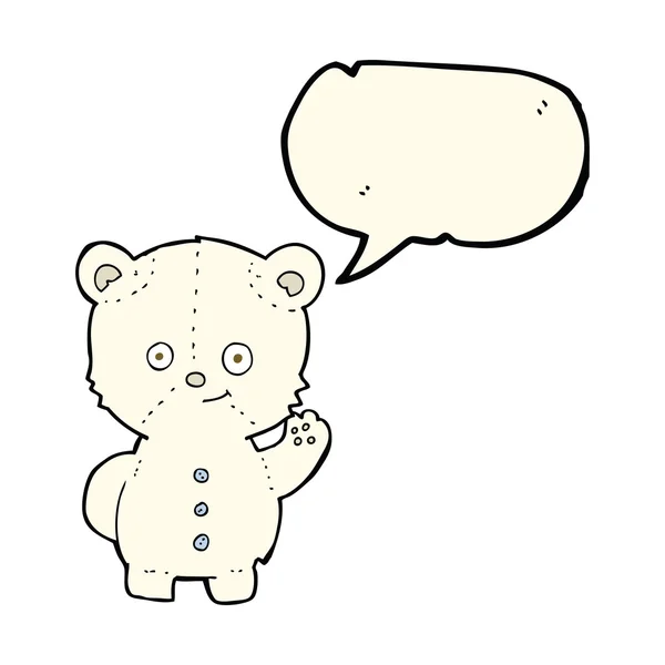 Filhote de urso polar dos desenhos animados com bolha de fala — Vetor de Stock