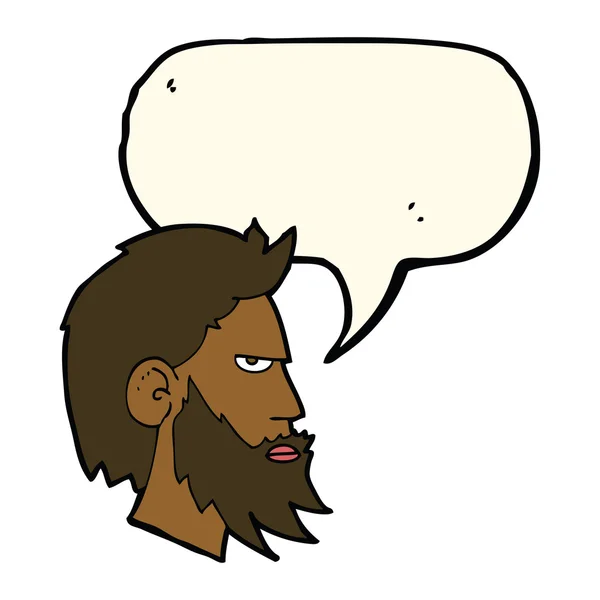 Homem dos desenhos animados com barba com bolha de fala — Vetor de Stock