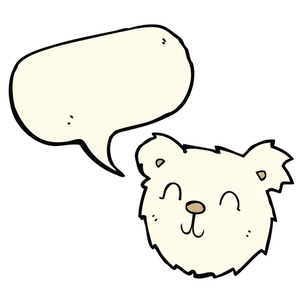Karikatür mutlu kutup ayısı yüz ile konuşma balonu — Stok Vektör