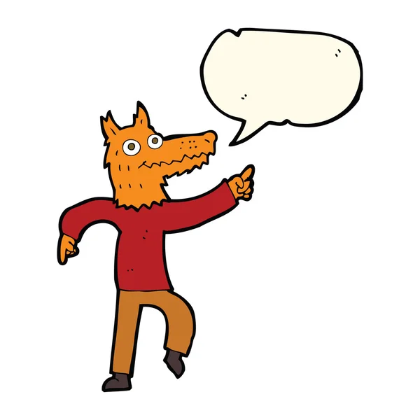Hombre de zorro de dibujos animados con burbuja de habla — Archivo Imágenes Vectoriales