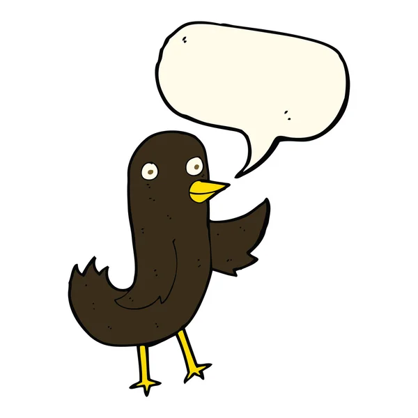 Funny cartoon bird with speech bubble — Stock Vector