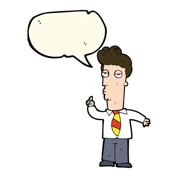 Desenho animado entediado homem fazendo pergunta com bolha de fala — Vetor de Stock