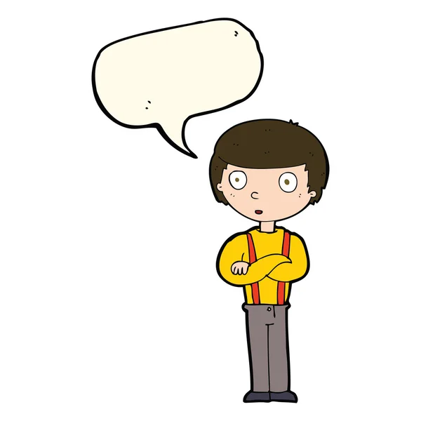 Cartoon staring boy with speech bubble — Stock Vector