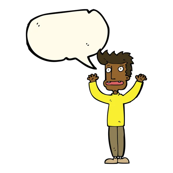 Cartoon gestresste man met spraakbel — Stockvector