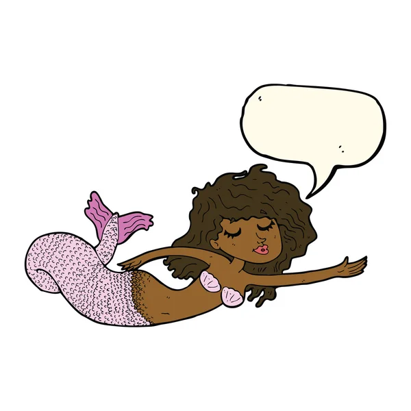 Cartoon mermaid with speech bubble — Stock Vector