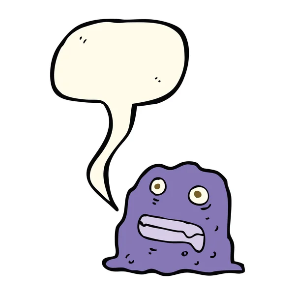 Cartoon slime creature with speech bubble — Stock Vector