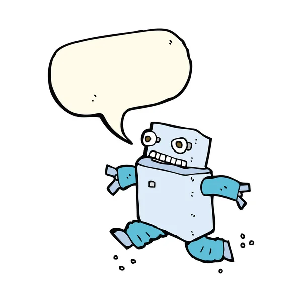 Cartoon-Laufroboter mit Sprechblase — Stockvektor