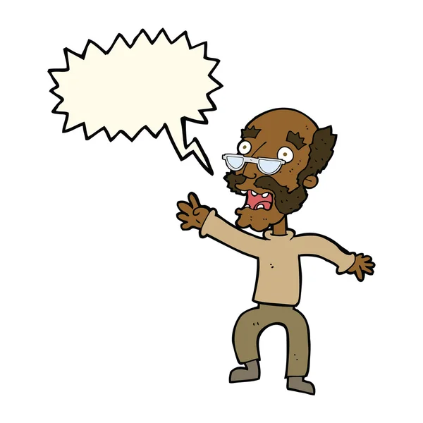 Cartoon bang oude man met tekstballon — Stockvector