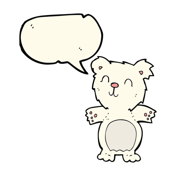 Мультяшный милый белый медвежонок с пузырьком речи — стоковый вектор