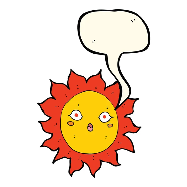 Dibujos animados sol con burbuja del habla — Vector de stock