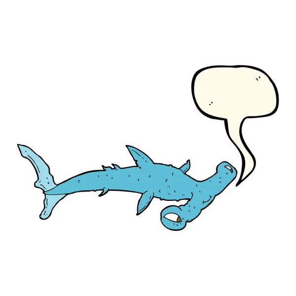 Requin marteau dessin animé avec bulle de parole — Image vectorielle