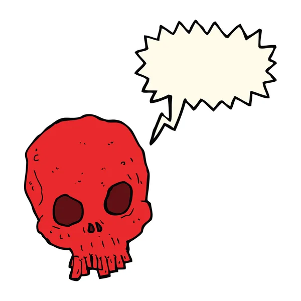 Calavera espeluznante de dibujos animados con burbuja del habla — Vector de stock