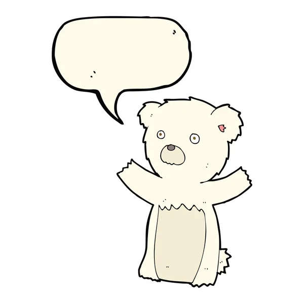 Dibujos animados oso polar cachorro con burbuja de habla — Archivo Imágenes Vectoriales