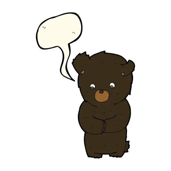 Mignon dessin animé ours noir avec bulle de parole — Image vectorielle