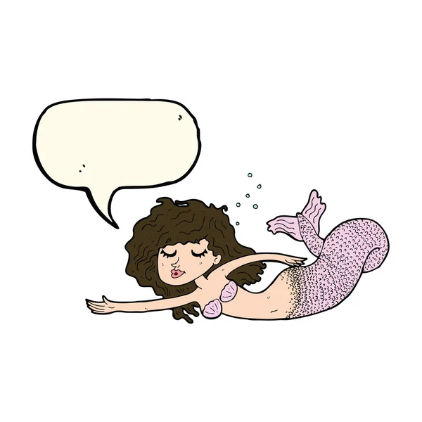 Cartoon mermaid with speech bubble — Stock Vector