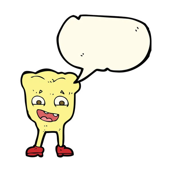 Karikatur gelber Zahn mit Sprechblase — Stockvektor