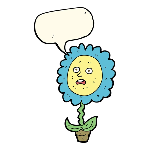 Cartoon bloem met gezicht met spraakbel — Stockvector