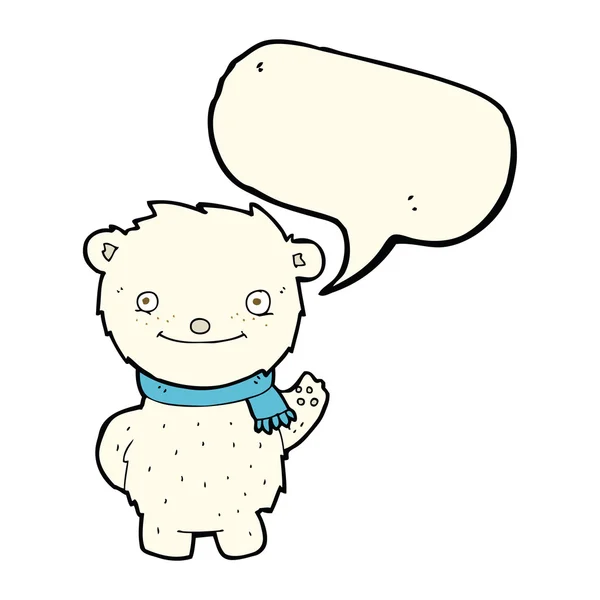 Şirin kutup ayısı konuşma balonu ile çizgi film — Stok Vektör