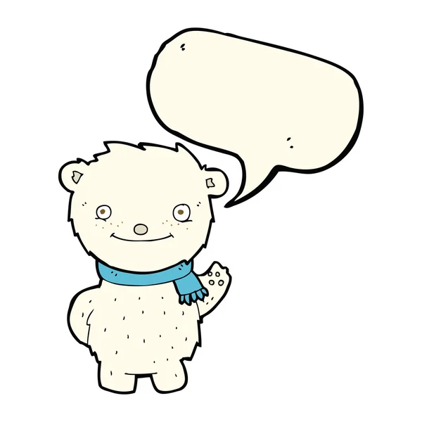 Dessin animé ours polaire mignon avec bulle de parole — Image vectorielle