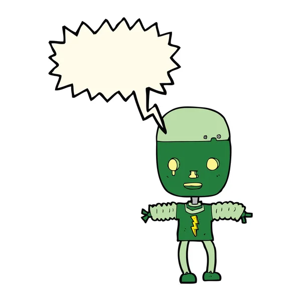 Robot de dibujos animados con burbuja de habla — Vector de stock