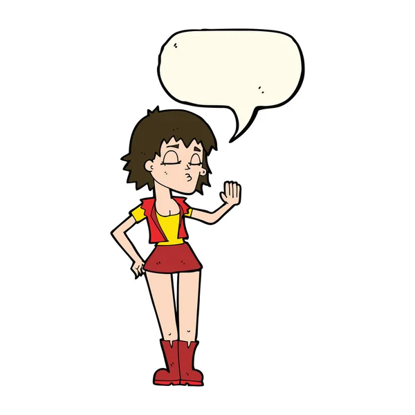 Cartoon cool girl with speech bubble — Stock Vector