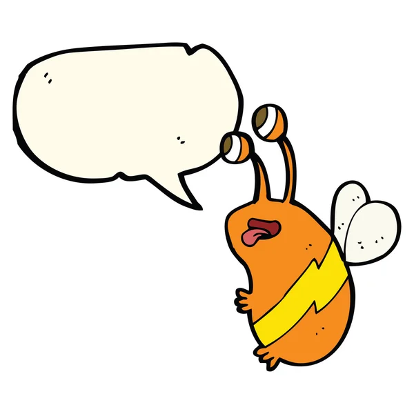 Cartoon funny bee with speech bubble — Stock Vector