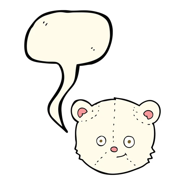 Testa dell'orso polare del fumetto con la bolla di discorso — Vettoriale Stock
