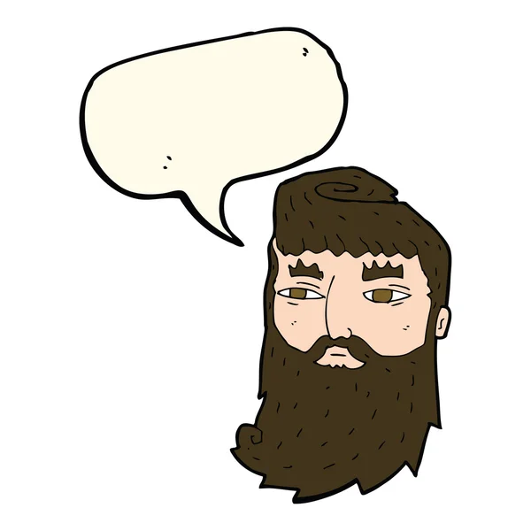 Kreslený vousatý muž s bublinou řeči — Stockový vektor
