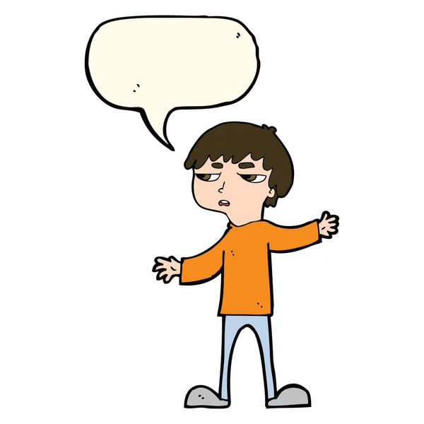 Dibujos animados niño molesto con burbuja del habla — Archivo Imágenes Vectoriales