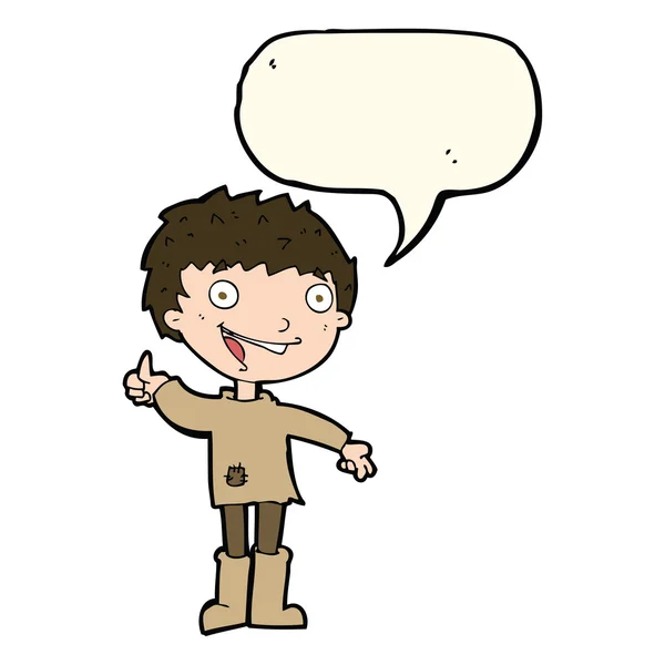 Desenho animado menino com bolha de fala — Vetor de Stock