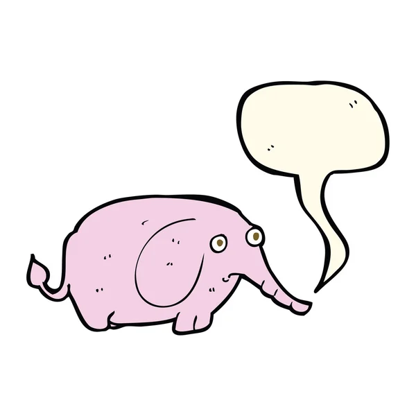 Dibujos animados pequeño elefante triste con burbuja de habla — Vector de stock