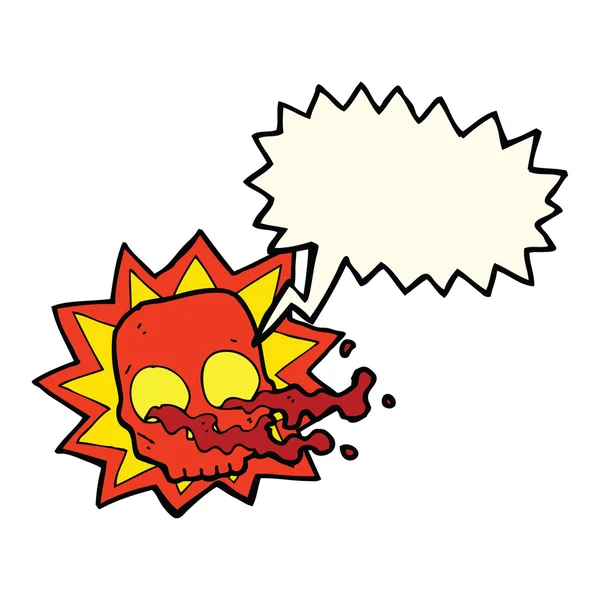 Dibujo animado símbolo de cráneo de Halloween con burbuja de habla — Vector de stock