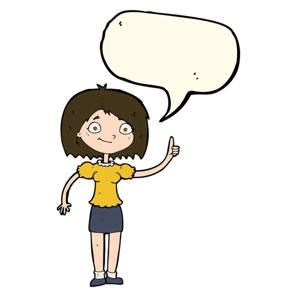 Cartoon woman with idea with speech bubble — Stock Vector