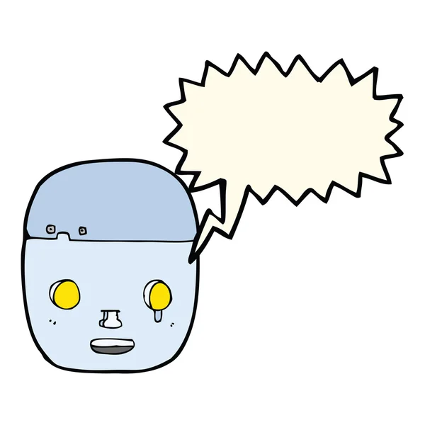 Cartoon robot hoofd met tekstballon — Stockvector