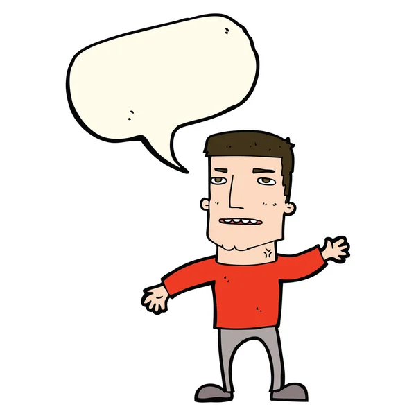 Dibujos animados ondeando hombre estresado con burbuja del habla — Archivo Imágenes Vectoriales