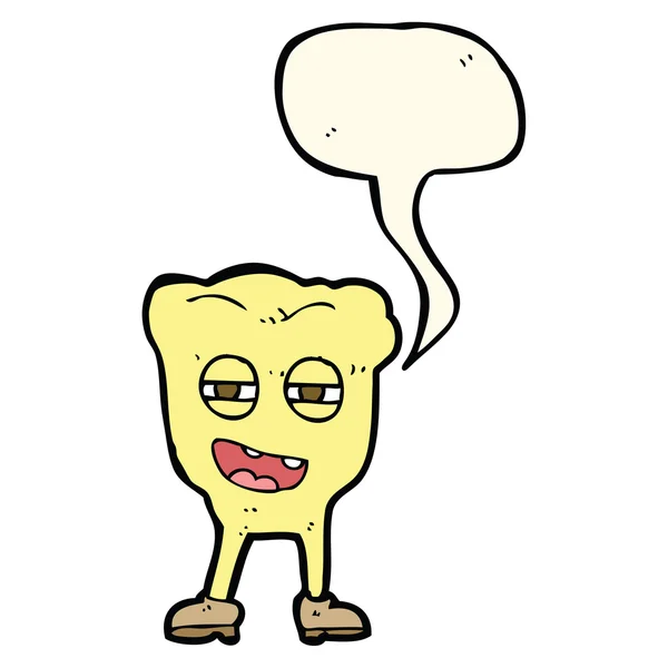 Rutten tand seriefiguren med pratbubblan — Stock vektor